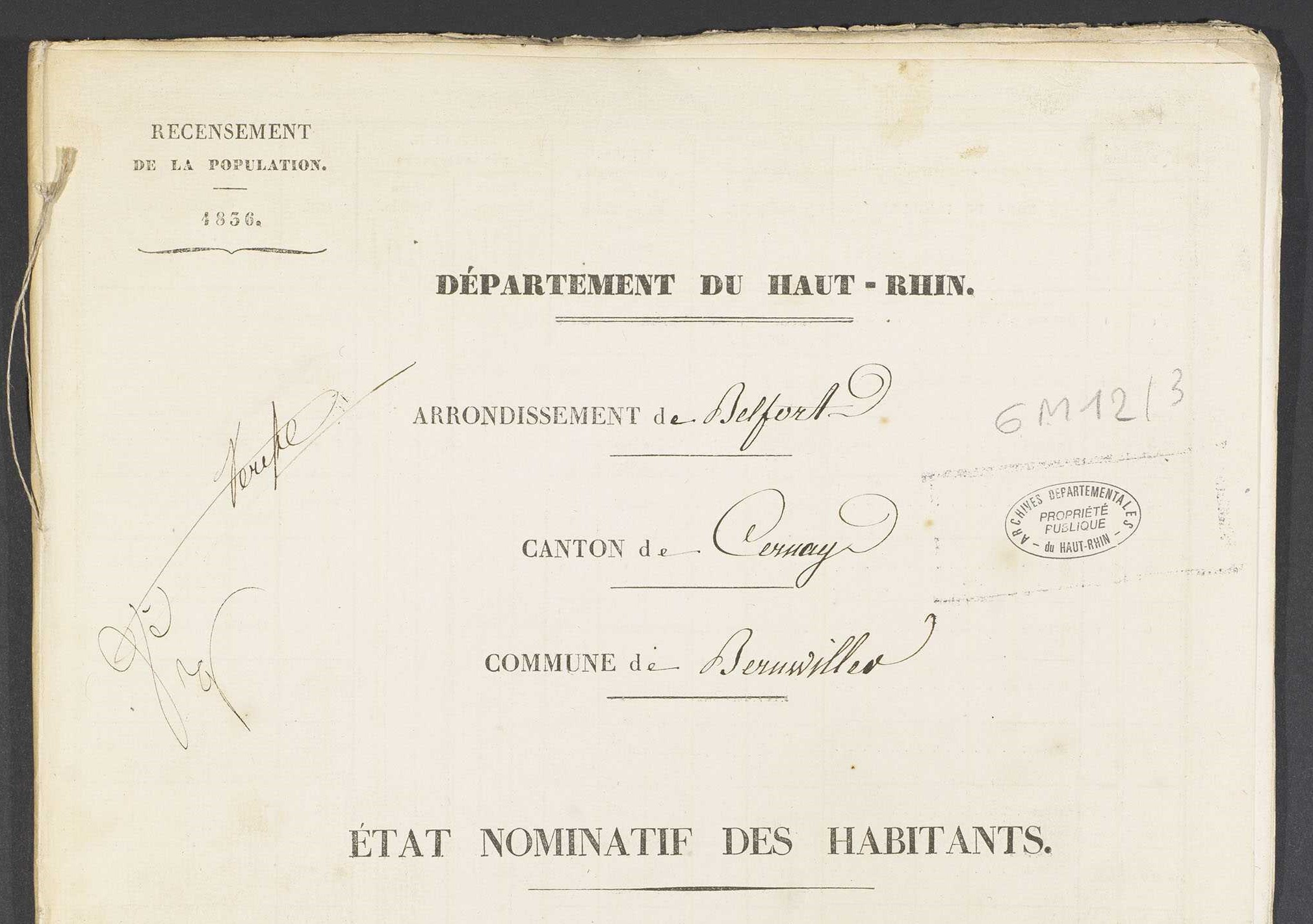 Archives d'Alsace | Mise en ligne des recensements de population 1836